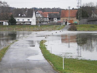 Flutmulde für das Hochwasser von Lahn und Allna in Weimar-Roth (Hochwasserschutz). (2. Dezember)