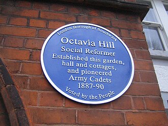 Octavia Hill blue plaque Octavia Hill (plaque).jpg