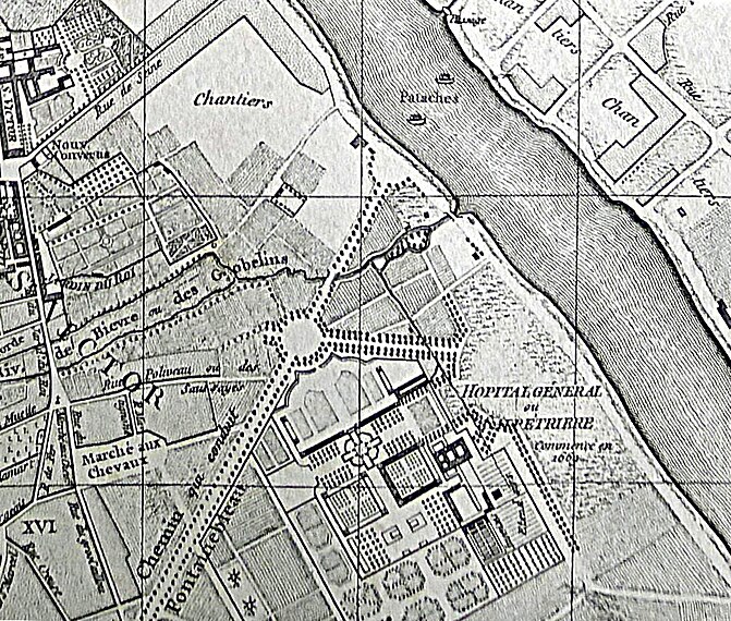 Boulevard de l'Hôpital sur le plan de Vaugondy (1760).