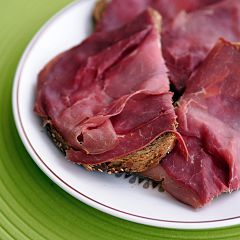An open sandwich with smoked horse meat in the Netherlands