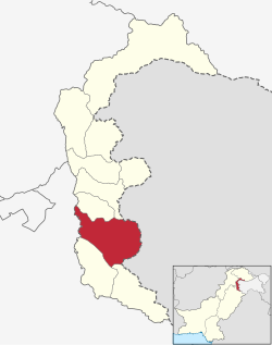 Mapa Azad Kashmir z zaznaczoną na czerwono dzielnicą Kotli