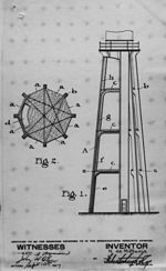 Plan d'une tour en béton armé, breveté en 1907 par Henri de Miffonis