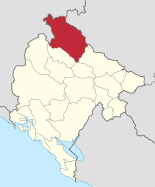 Karte von Montenegro, Position von Pljevlja hervorgehoben