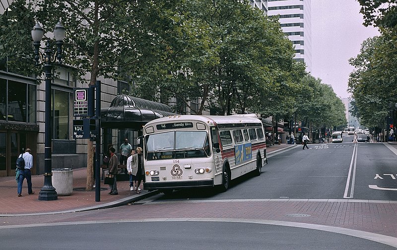 File:Portland Transit Mall in 1989 with bus 114 at a Purple Raindrops stop.jpg