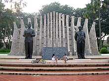 Monument of the Proclamator Heroes Sukarno-Hatta in the Taman Proklamasi, Jakarta by sculptor Nyoman Nuarta Proclamation Monument Jakarta.JPG