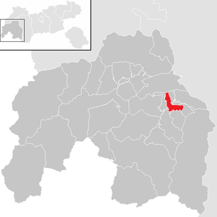 Location of the municipality of Prutz in the Landeck district (clickable map)