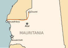 Railways in Mauritania Railways in Mauritania.svg