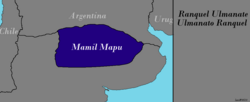 Approximate territory of the Ranquel Ulmanate