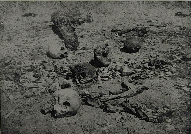 Skeletal remains of people burned to death at Thamali during the Rawalpindi massacres