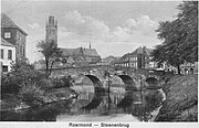 Stenen brug over de Roer in Roermond; circa 1930