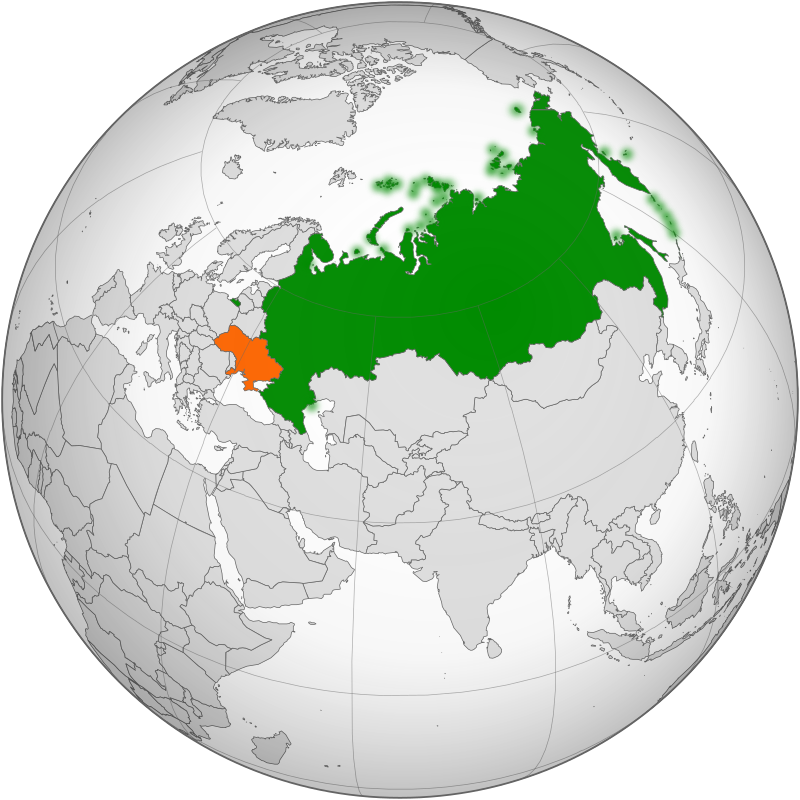 Map indicating locations of Russia and Ukraine