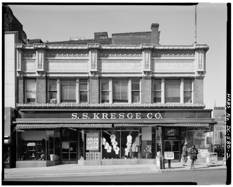 File:SEVENTH STREET ELEVATION - S. S. Kresge Company, 712 E Street, Northwest, Washington, District of Columbia, DC HABS DC,WASH,294-2.tif