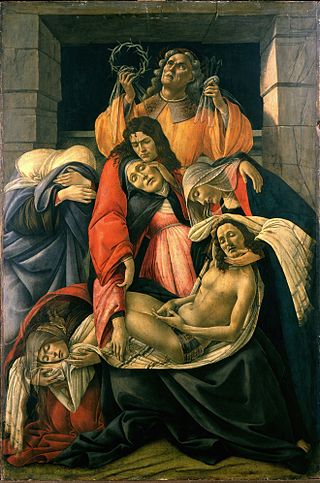 <i>Lamentation over the Dead Christ</i> (Botticelli, Milan) Painting by Sandro Botticelli