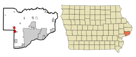 Scott County Iowa Incorporated and Unincorporated areas Walcott Highlighted.svg