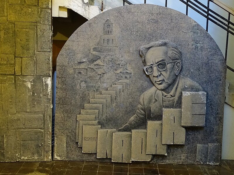 File:Sculpted Frieze in Honor of Author Ismail Kadare - Gjirokastra Castle - Gjirokastra - Albania (41485616795).jpg