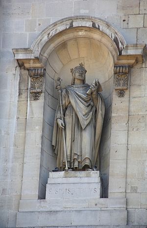 King Sigebert III of Austrasia (c. 630-656) Sculpture facade Notre-Dame-de-L'Annonciation de Nancy.jpg