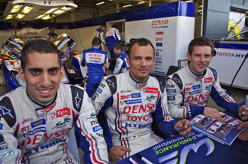 File:Sebastien Buemi, Stephane Sarrazin and Anthony Davidson Drivers of Toyota Racing's Toyota TS030 Hybrid (8669124882).jpg