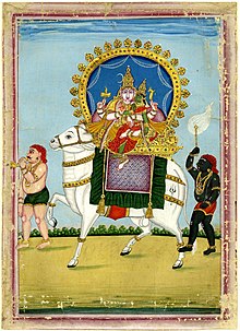 Lord Shiva with his wife Devi Parvathi in Rishaba Vahana. Shiva-Parvati on Nandi.jpg