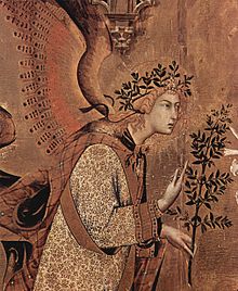 Detail of the Annunciation Angel Simone Martini 080.jpg