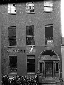 Sinn Féin Bank, 6 Harcourt Street, Dublin etter et raid av Crown-styrker, 1. desember 1920.