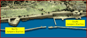 The two Jumpers Bastions shown on a nineteenth century model now in Gibraltar Museum South and North Jumpers Bastion on Gibraltar.gif