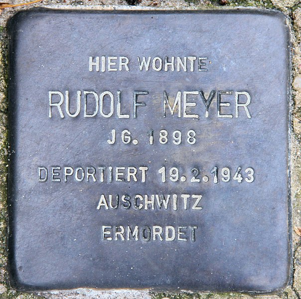 File:Stolperstein Straße zum Löwen 19 (Wanns) Rudolf Meyer.jpg