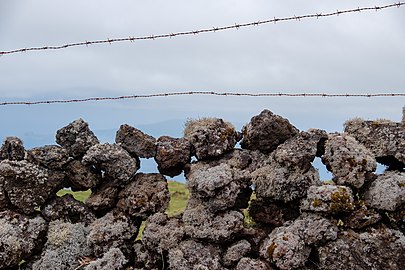 Stone wall on the access road to Mount Pico, Pico Island, Azores, Portugal