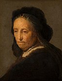 Studie van een oude vrouw, after Rembrandt van Rijn, 17th c., Mauritshuis, The Hague.jpg