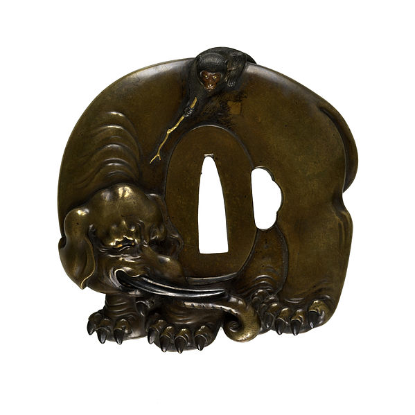 File:Tamagawa Masaharu - Tsuba with a Monkey Teasing an Elephant with a Stick - Walters 51281.jpg