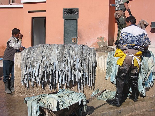 Tanned leather in Marrakech