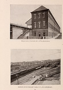 The Willis Avenue station (top). The Great north side, or, Borough of the Bronx, New York (1897) (14578369069).jpg