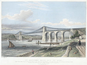 Le pont suspendu, en 1840