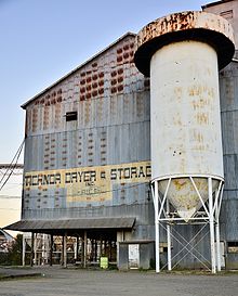 Rice dryer and storage building in Arkansas County, Arkansas Tichnor Rice Dryer and Storage Building.jpg