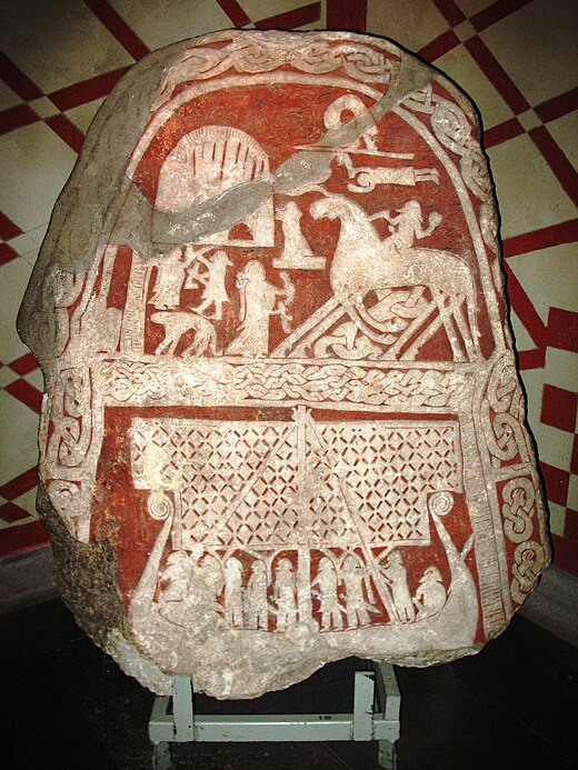 The Tjängvide image stone with illustrations from Norse mythology.