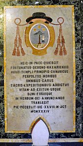 Plaque tombale du religieux Fortunatus Debono dans la cathédrale Saint-Pierre-et-Saint-Paul de Mdina