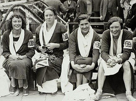 Les nageuses du 4 x 100 m nage libre, vice-championnes olympiques (M. Cooper, E.King, S.Stewart, V. Tanner).