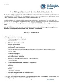 Questions and answers for the civics portion of the citizenship test US Citizenship test questions - English.pdf