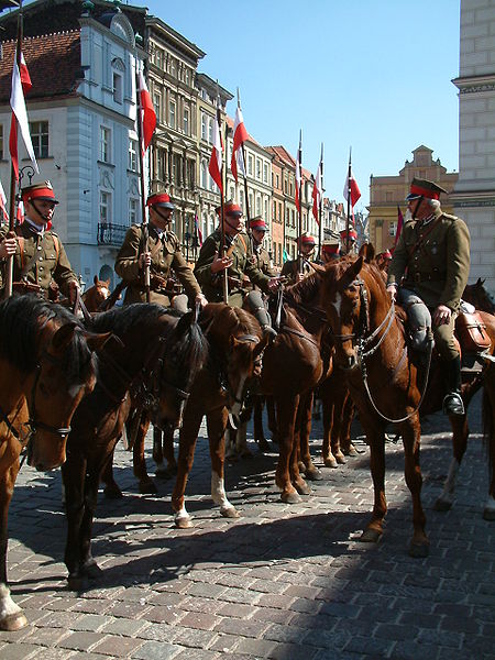 Volunteer Representative Squadron of City of Poznań in uniforms of 15th Poznań Uhlans Regiment