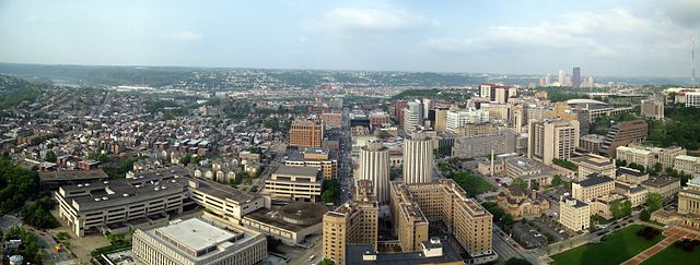 The campus of the University of Pittsburgh in the Oakland neighborhood of Pittsburgh