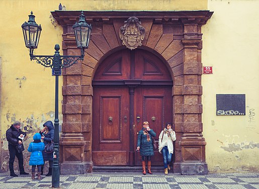 Vacationers In Prague near the Charles Bridge