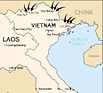 Les flèches figurent l’ouverture des hostilités de la guerre sino-vietnamienne par la Chine.