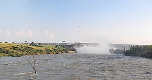 View Of The Vaal Dam with 14 Sluice Gates Opened 2010.jpg