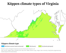 Koppen climate types in Virginia Virginia Koppen.png