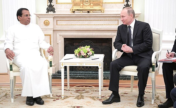 President Maithripala Sirisena meets with Russian President Vladimir Putin in March 2017