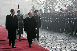 President Georgi Parvanov (left) with Russian president Vladimir Putin, 2008 Vladimir Putin in Bulgaria 17-18 January 2008-6.jpg