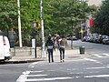 This photo is of Wikis Take Manhattan goal code R9, Children/Families, crossing street.