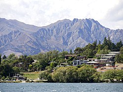 Wanaka east, with mountains in the background.