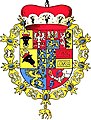 Valdštejnův velký erb vévody frýdlantského, meklenburského, zaháňského a hlohovského atd. s Řádem Zlatého rouna