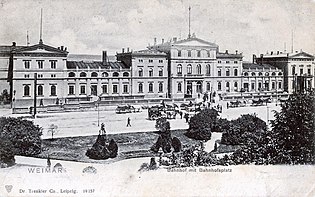 Старый вокзал Веймара со стороны привокзальной площади (ок. 1900 г.)
