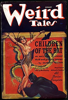 Weird Tales (январь 1937 года, том 29, № 1) рисунок Сибери Куинн «Дети летучих мышей». Обложка Маргарет Брандейдж